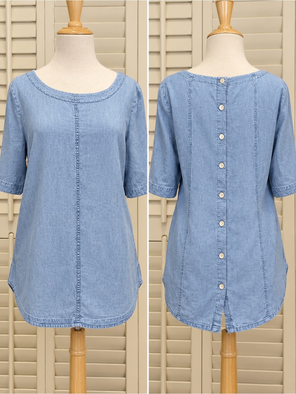 Soft Surroundings Light Blue Button-Back Tunic - Picture 3 of 3